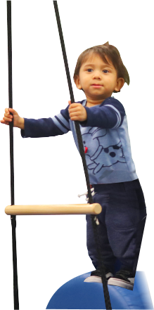 child holding a rope ladder